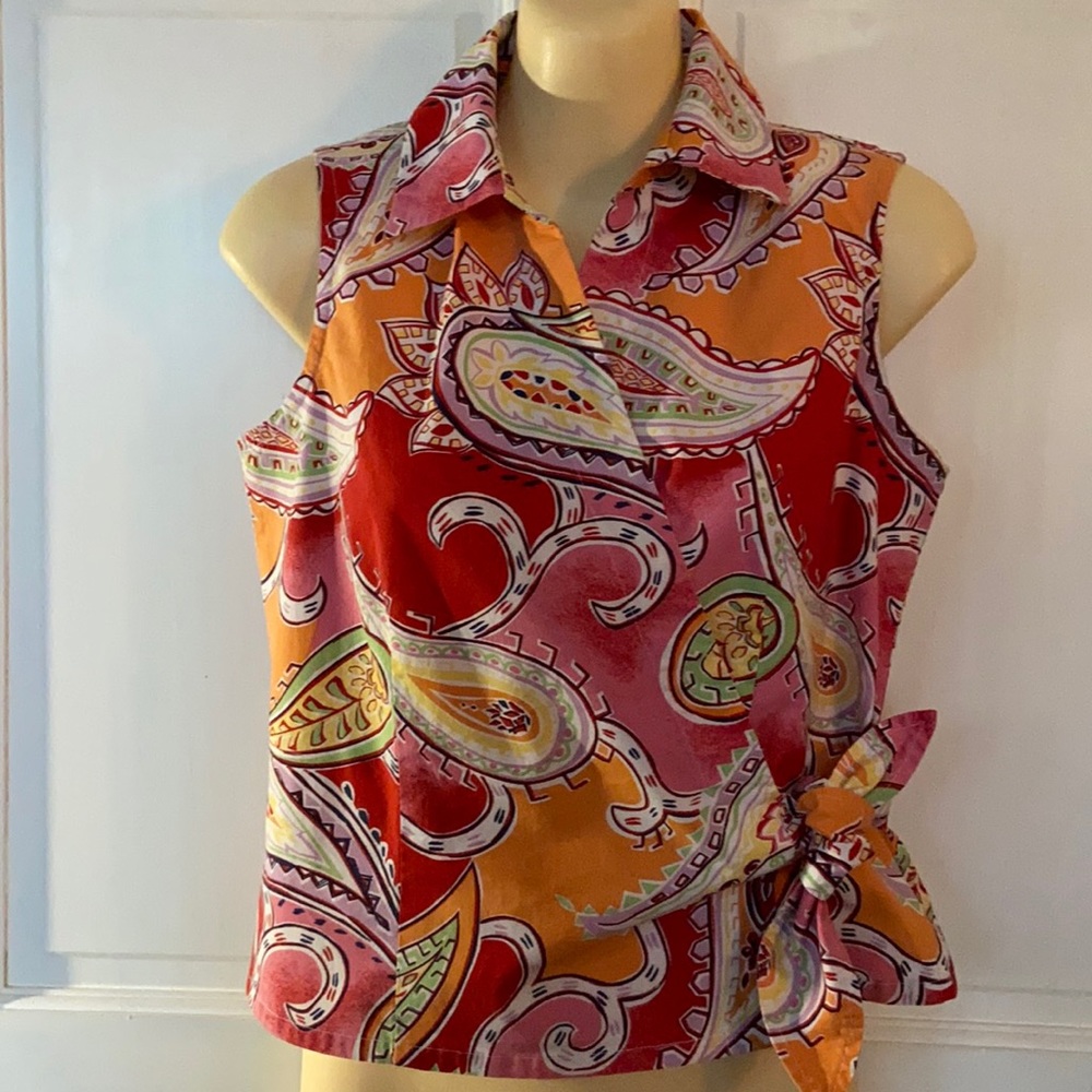 Talbots Petite Sleeveless SideTie Top Sz SP